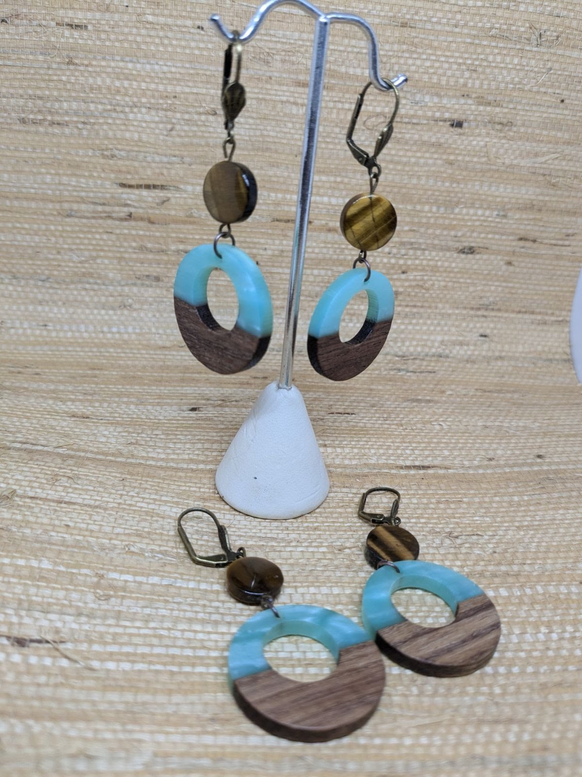 Lightweight Resin and Walnut wood earrings