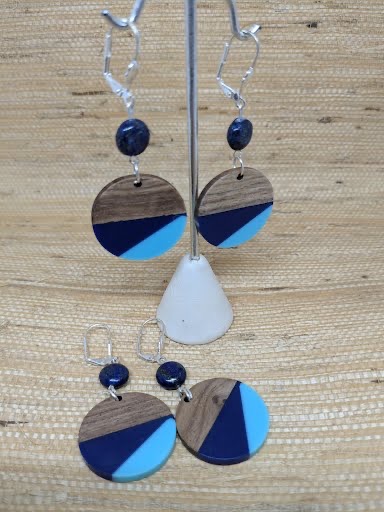 Lightweight Resin and Walnut wood earrings